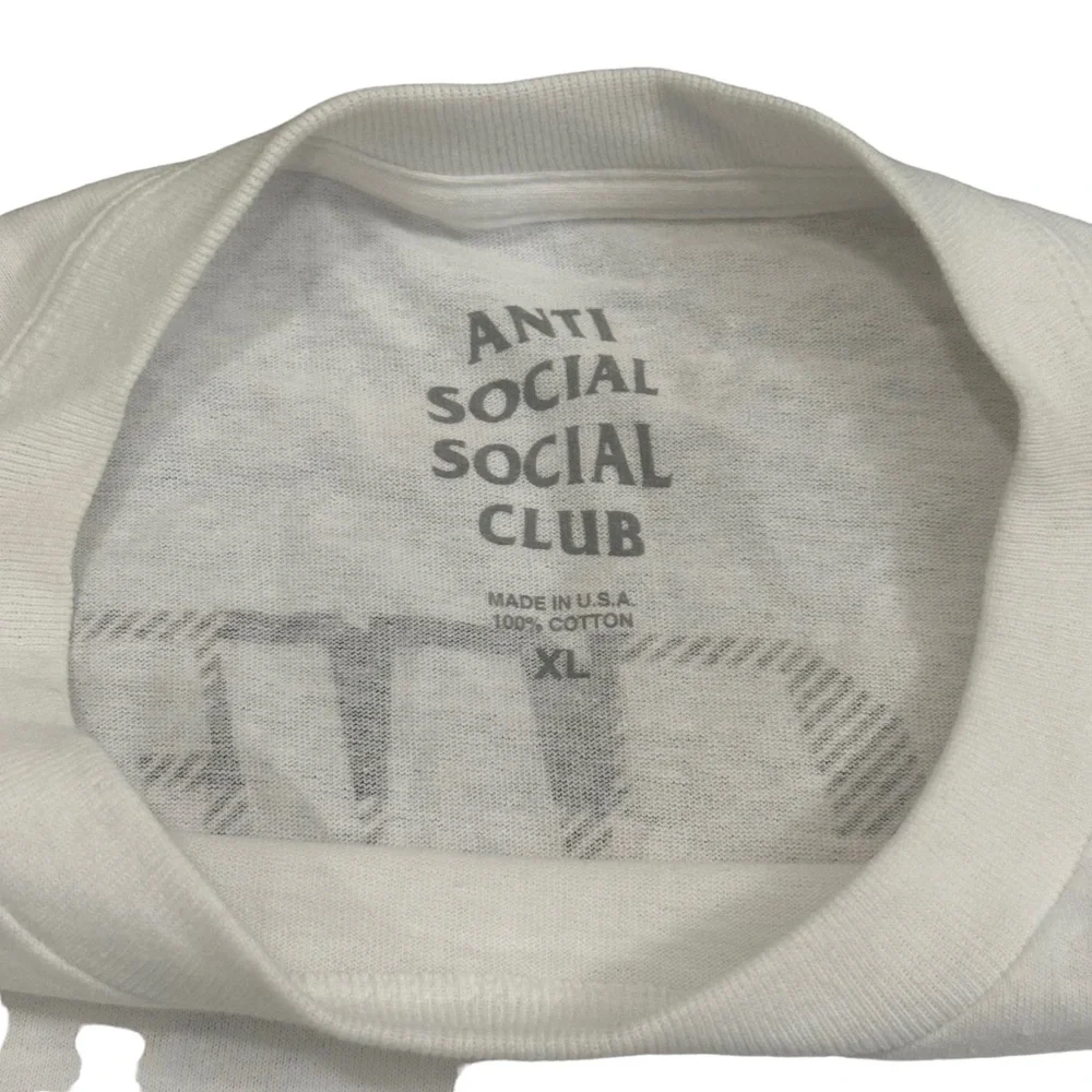 Anti Social Social Club T-shirt Mens Size XL White Short Sleeve Pink Plaid - Picture 3 of 9
